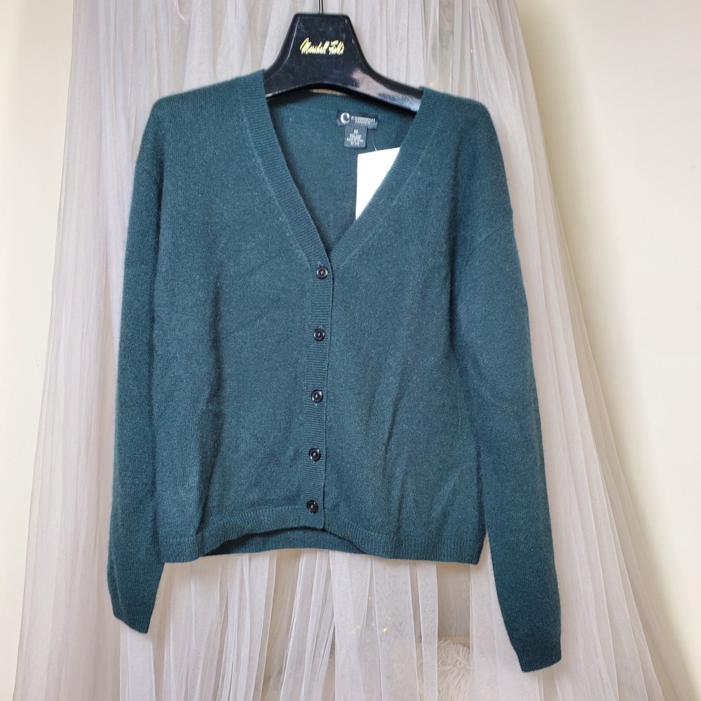 C by Bloomingdales Teal Cashmere Grandmacore Cardigan Oversized XS Quiet Luxury